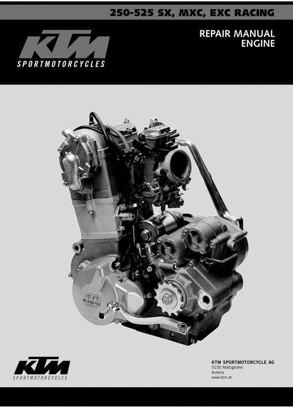 Product picture KTM Engine 250-525 SX MXC EXC RACING Service manual